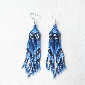 Handmade Blue Glass Beaded Earrings